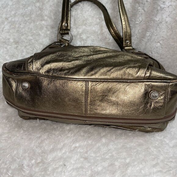 Judith Ripka leather Bronze Large  shoulder bag silver tone hardwares - Picture 8 of 16